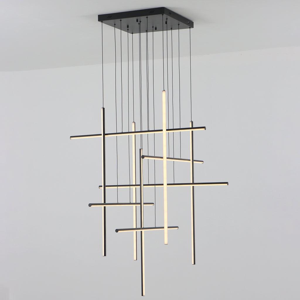 Modern Integrated LED Dimmable Linear Long Chandelier