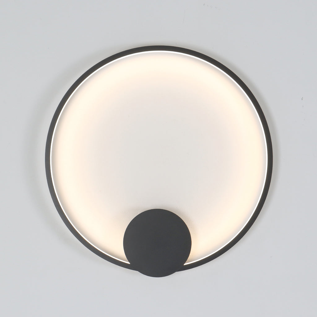 23.6" Modern LED Dimmable Black Circular Wall Light with Hardwired or Plug In