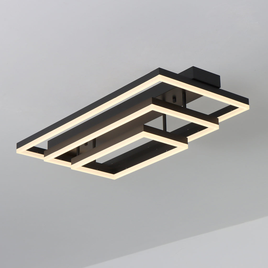 Rectangular BlacK Integrated LED Dimmable Flush Mount Ceiling Light