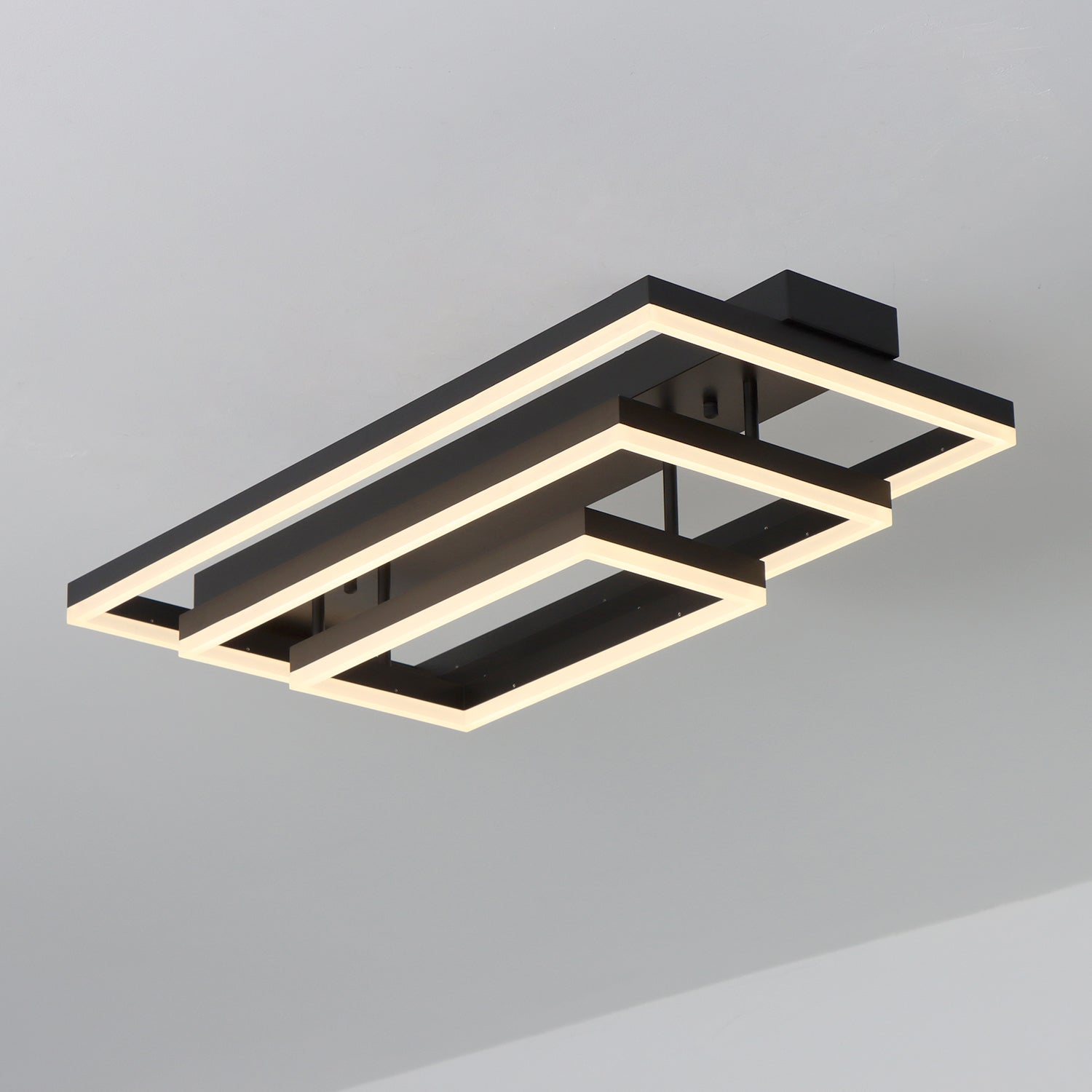 Rectangular BlacK Integrated LED Dimmable Flush Mount Ceiling Light