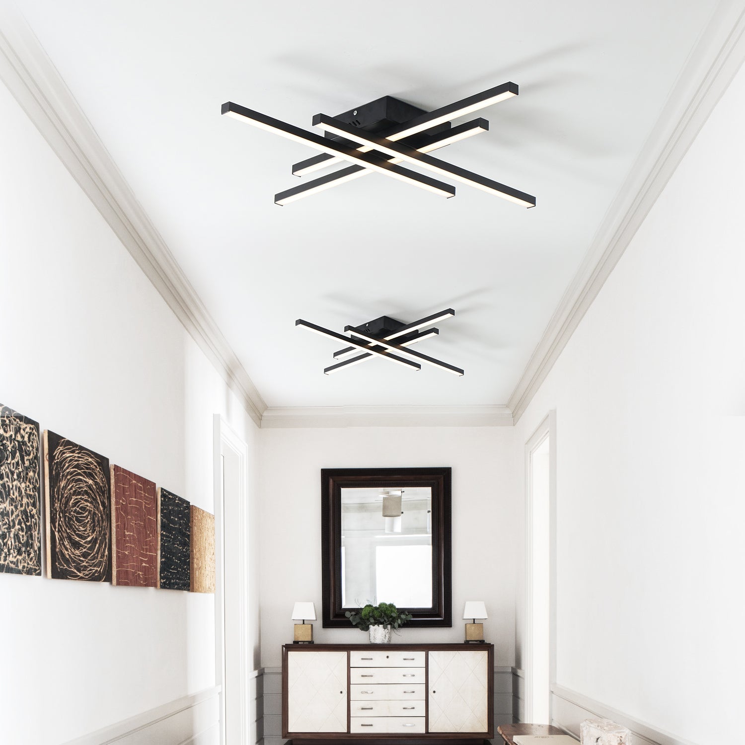 4-Lights Linear Modern LED Dimmable Flush Mount with Remote Control