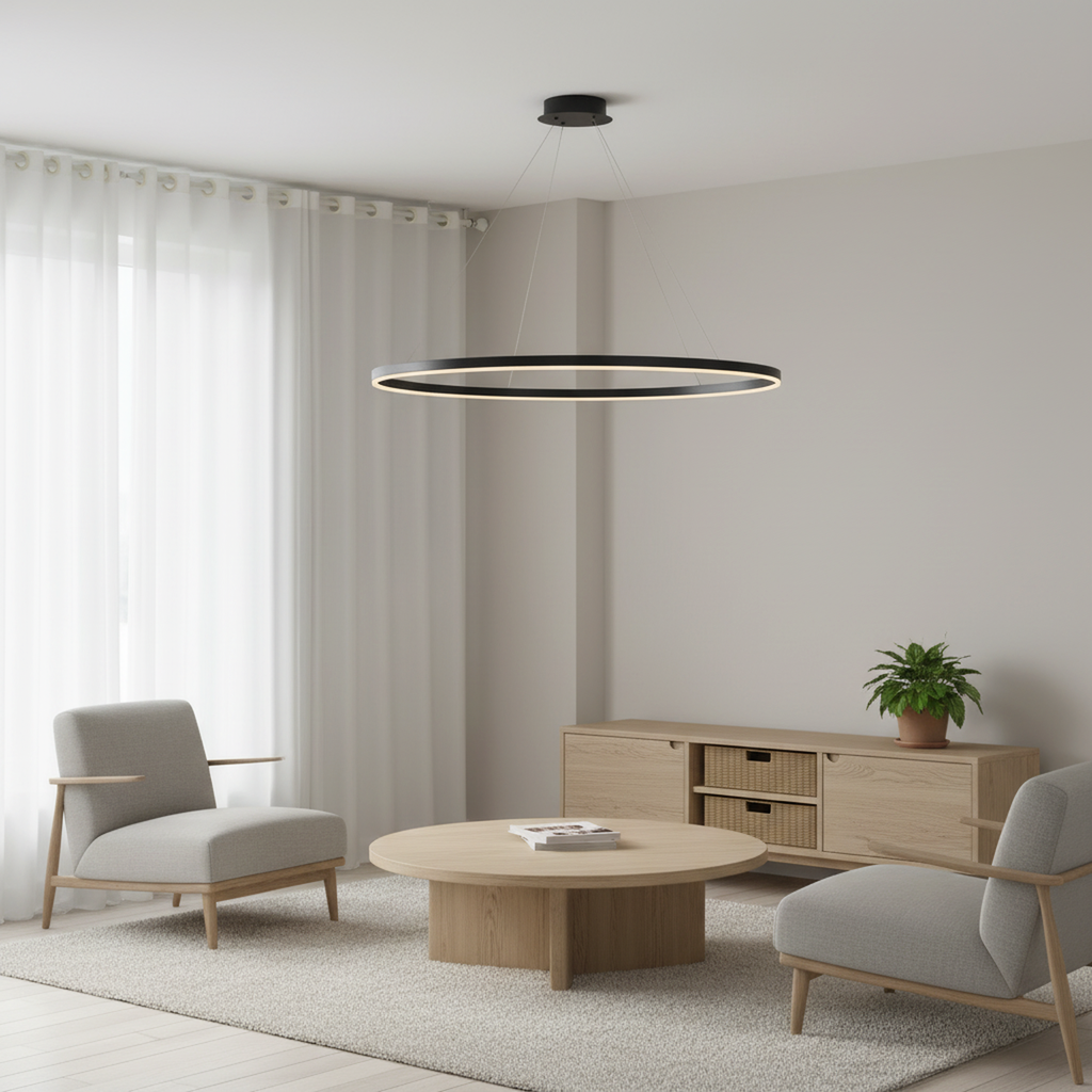 1 Ring LED Dimmable Acrylic Shade Pendant Light with Remote Control,H1.4"