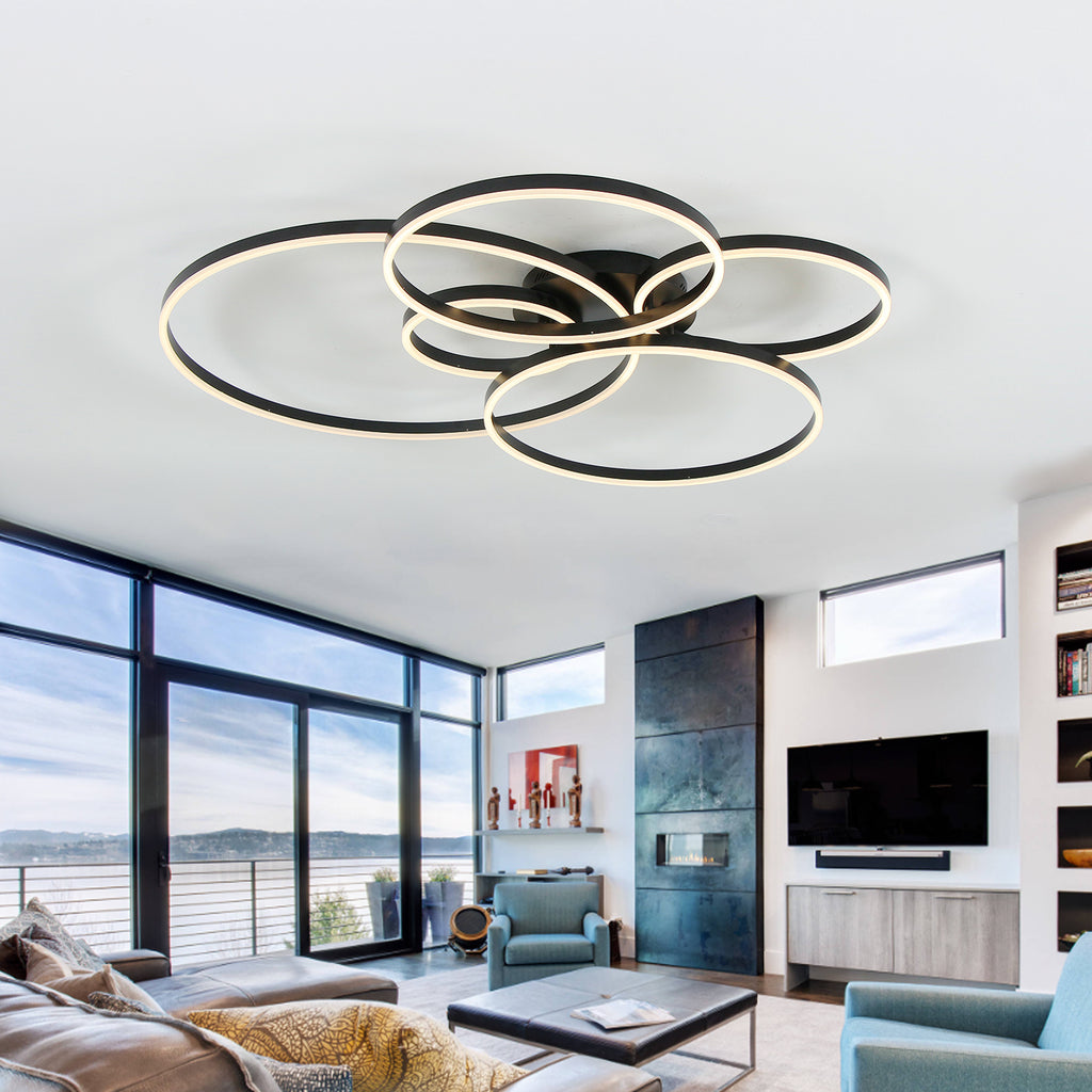 Circle Modern Integrated LED Flush Mount Ceiling Light with Remote Control