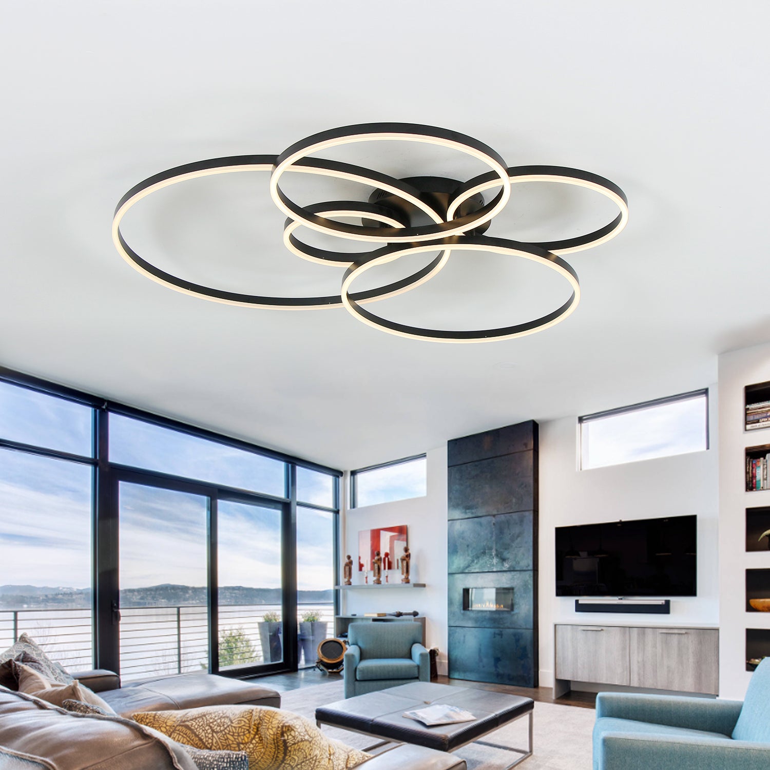 Circle Modern Integrated LED Flush Mount Ceiling Light with Remote Control
