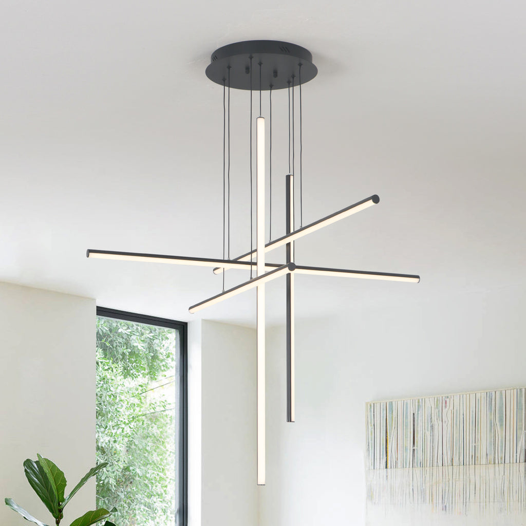 Modern Integrated LED Dimmable Linear Long Chandelier