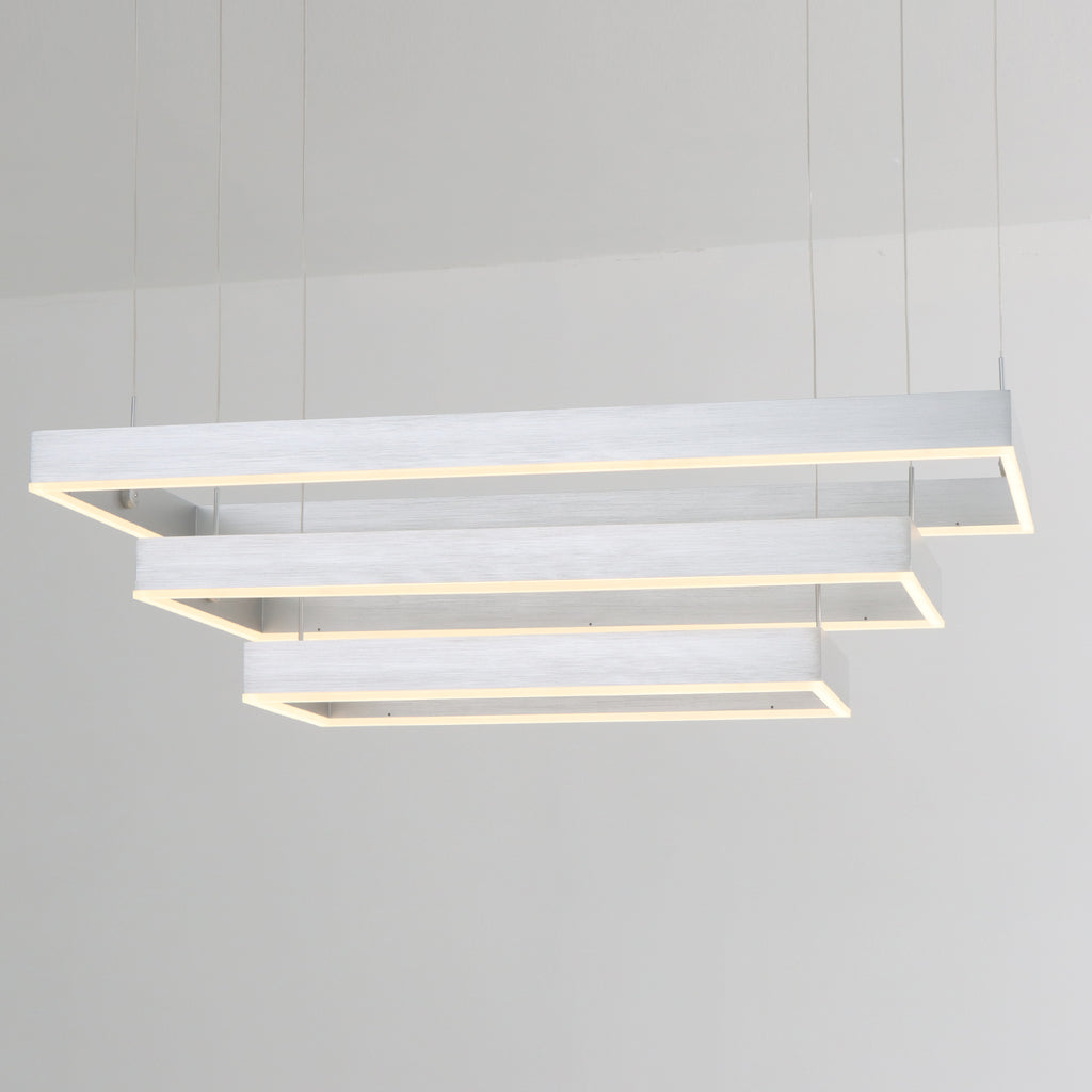 3-Lights 39 in. Rectangular Dimmable Integrated LED Chandelier