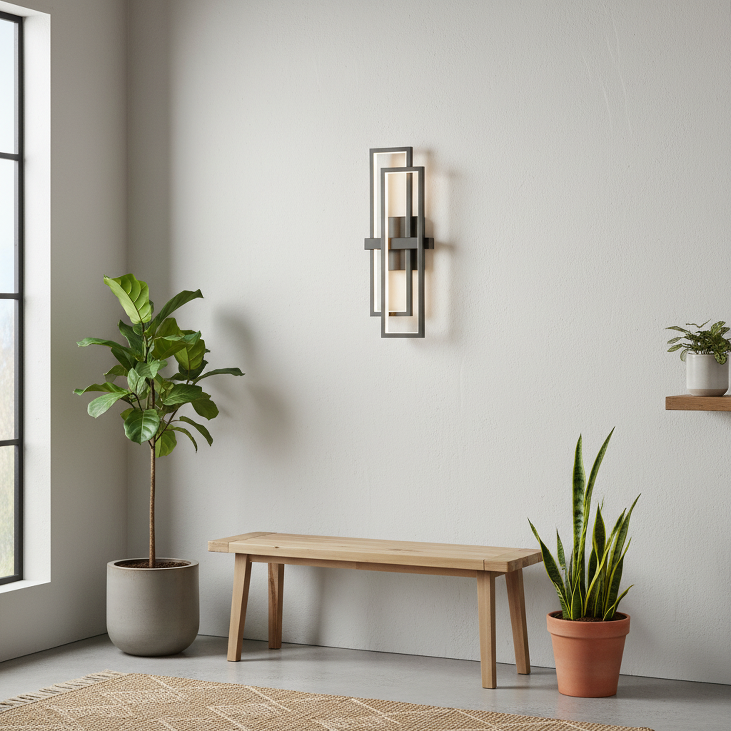 21"H Modern LED Dimmable Black Wall Sconce with Warm Light