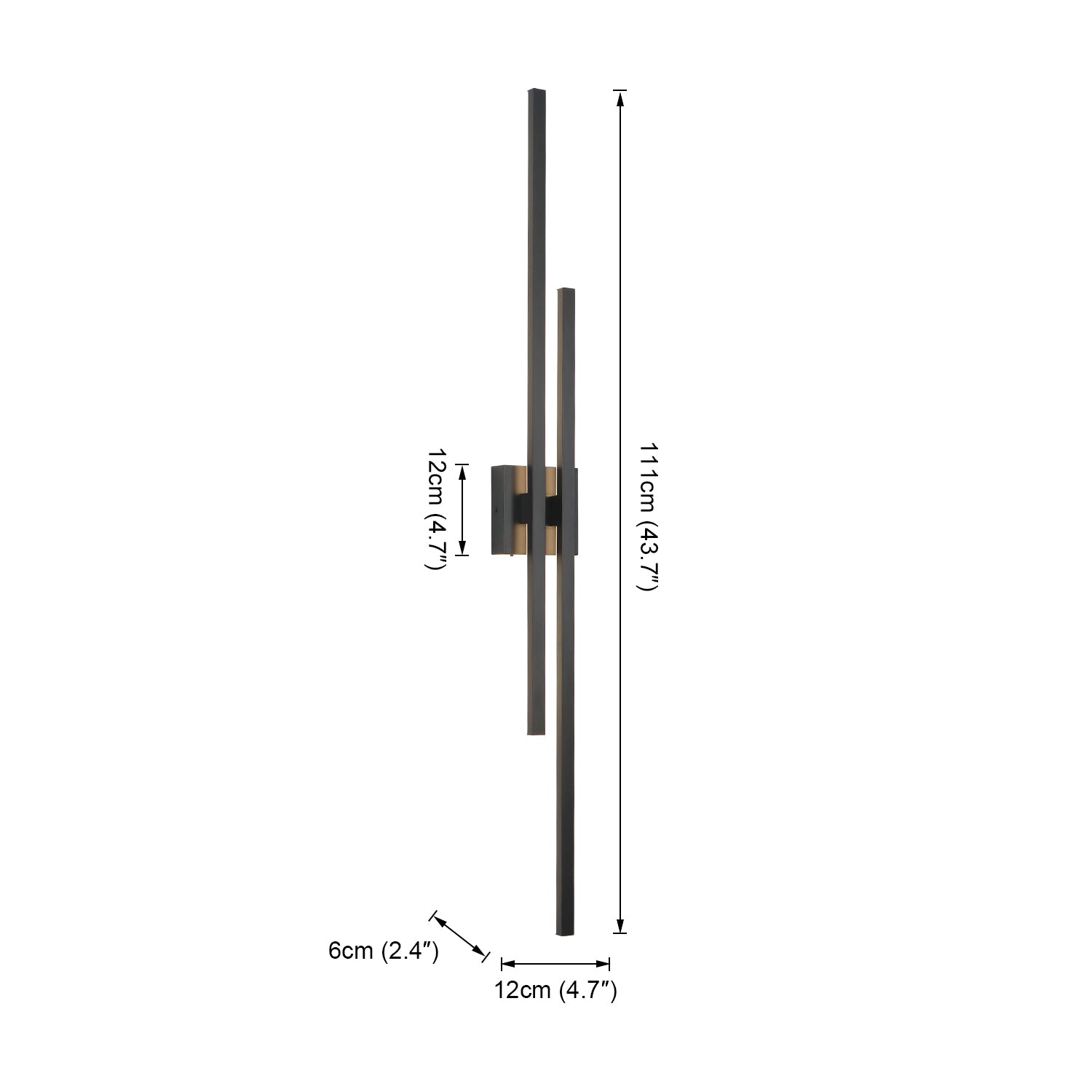 28/35/44 Inch 2-Lights Black 3 CCT Dimmable Linear Wall Sconce