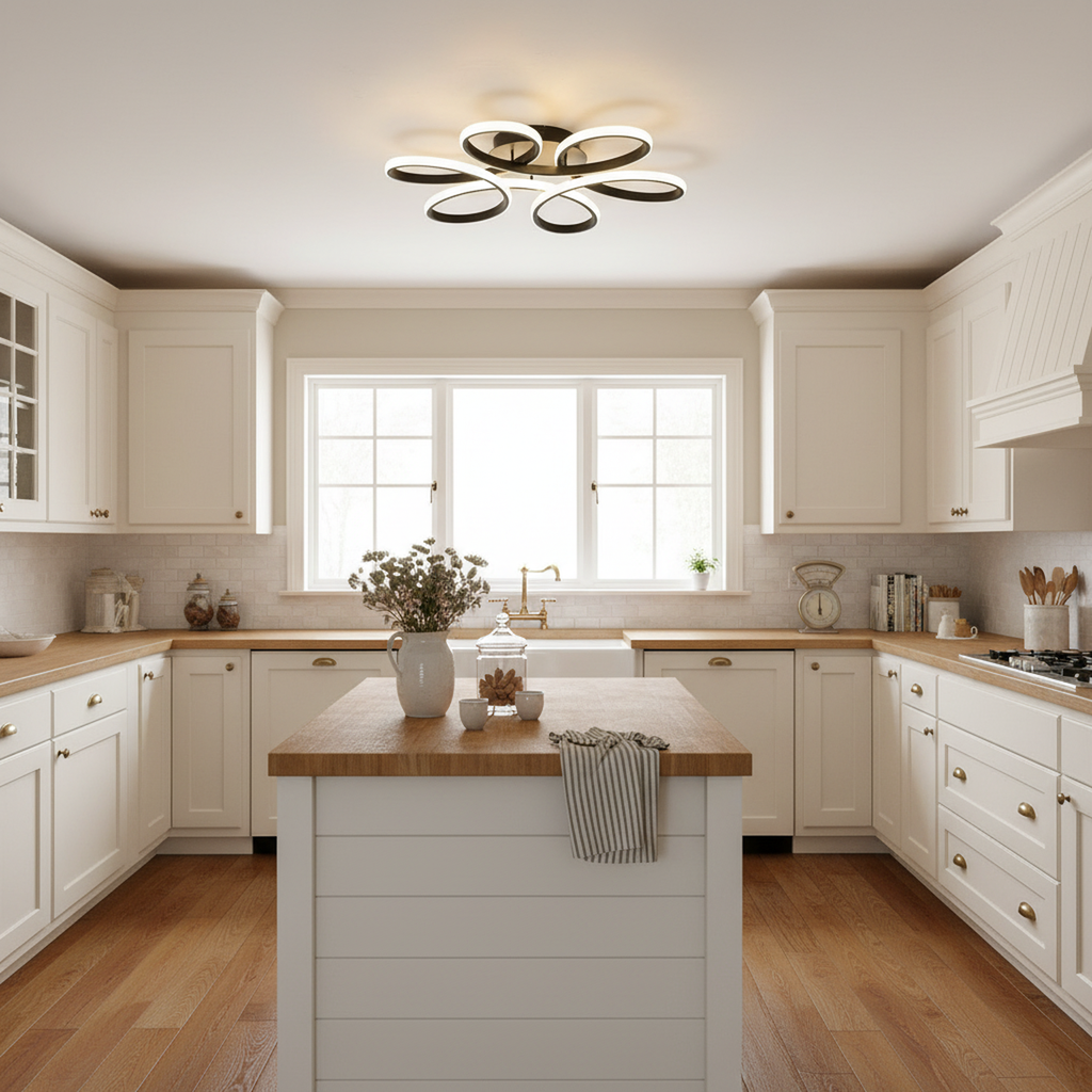 23 in. Flower Modern LED 3000K Triac Dimmable Flush Mount Ceiling Light