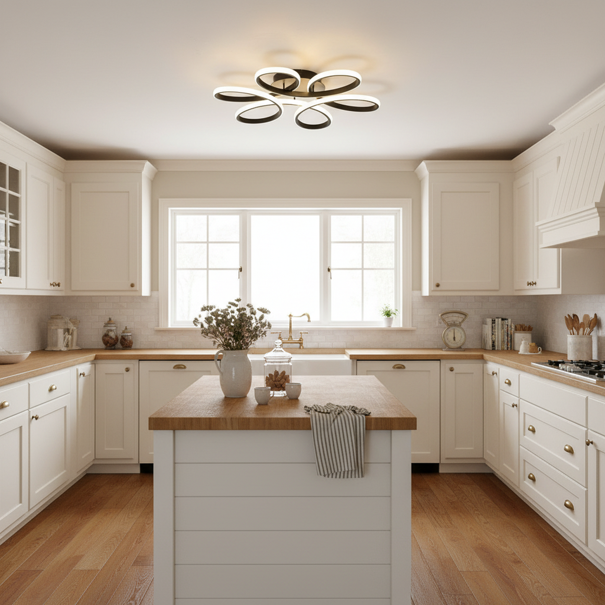 23 in. Flower Modern LED 3000K Triac Dimmable Flush Mount Ceiling Light