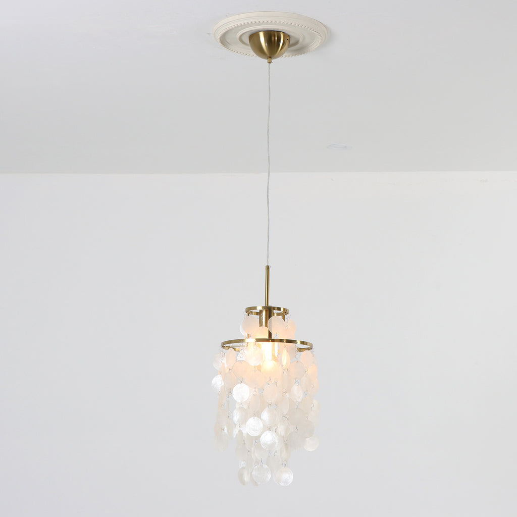 Capiz 1/3/6 Lights Shell Brass Chandelier with E12 Bulb Base