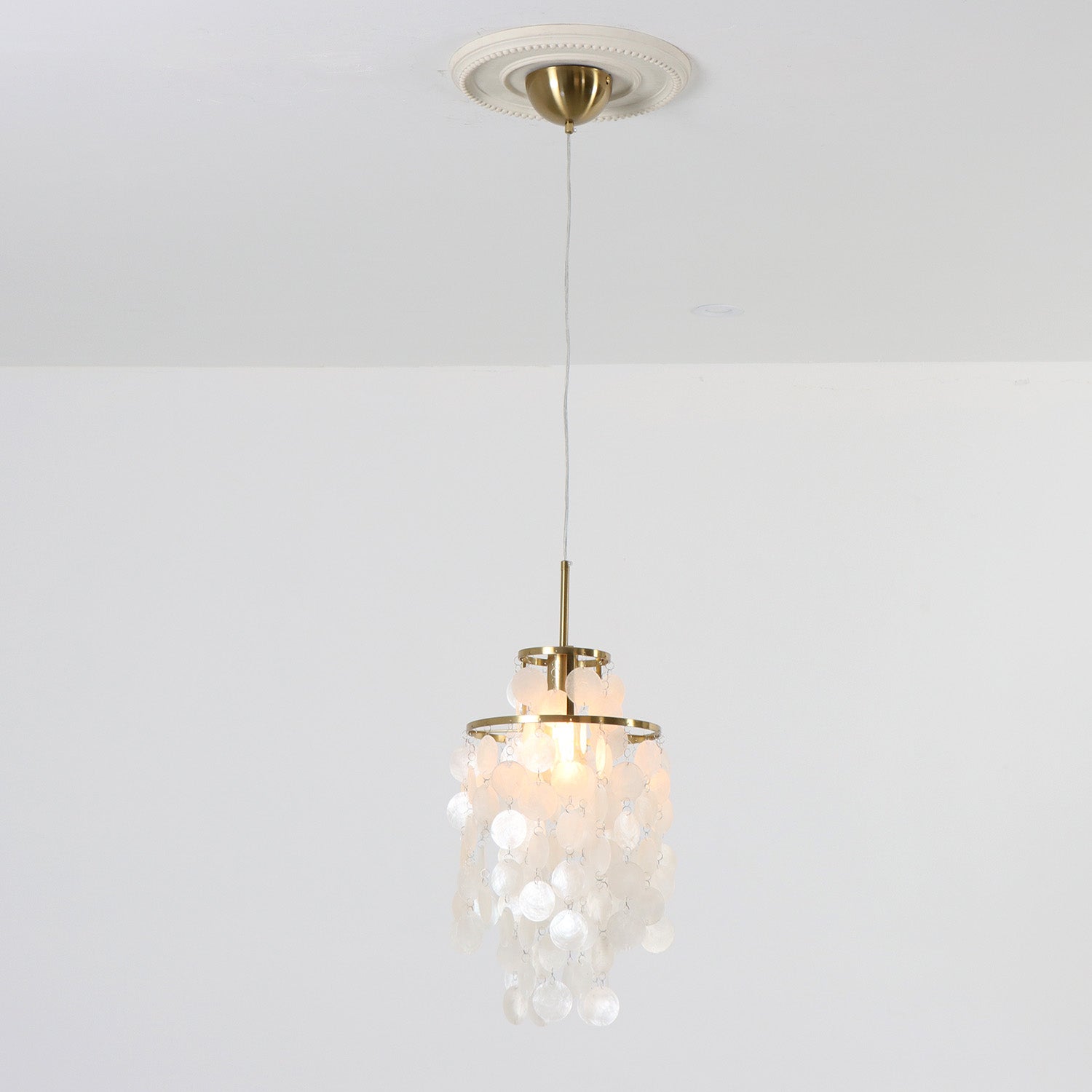 Capiz 1/3/6 Lights Shell Brass Chandelier with E12 Bulb Base