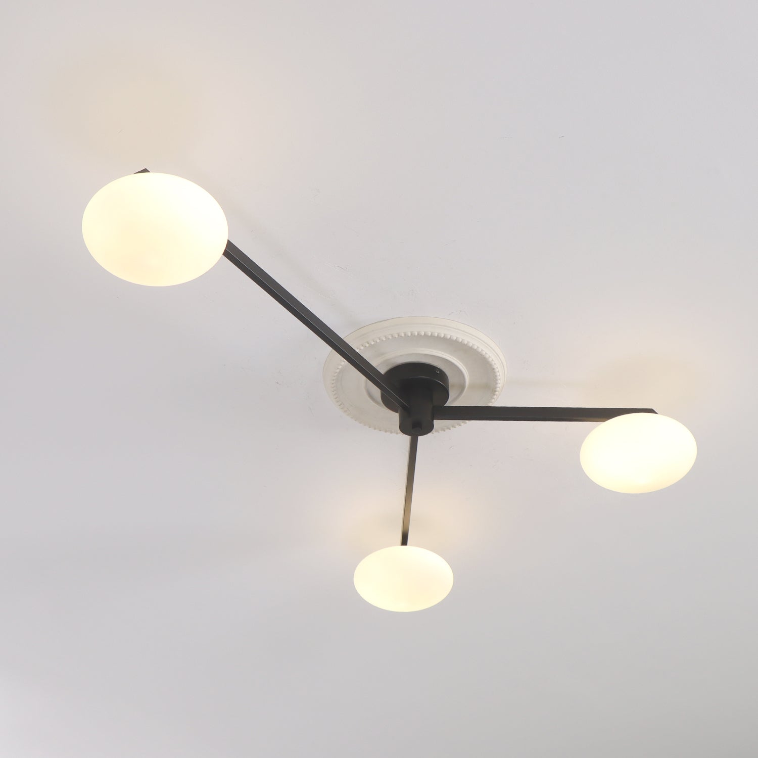 55 In. 3-Light Branch White Glass Semi-Flush Mount with G9 Bulb Base