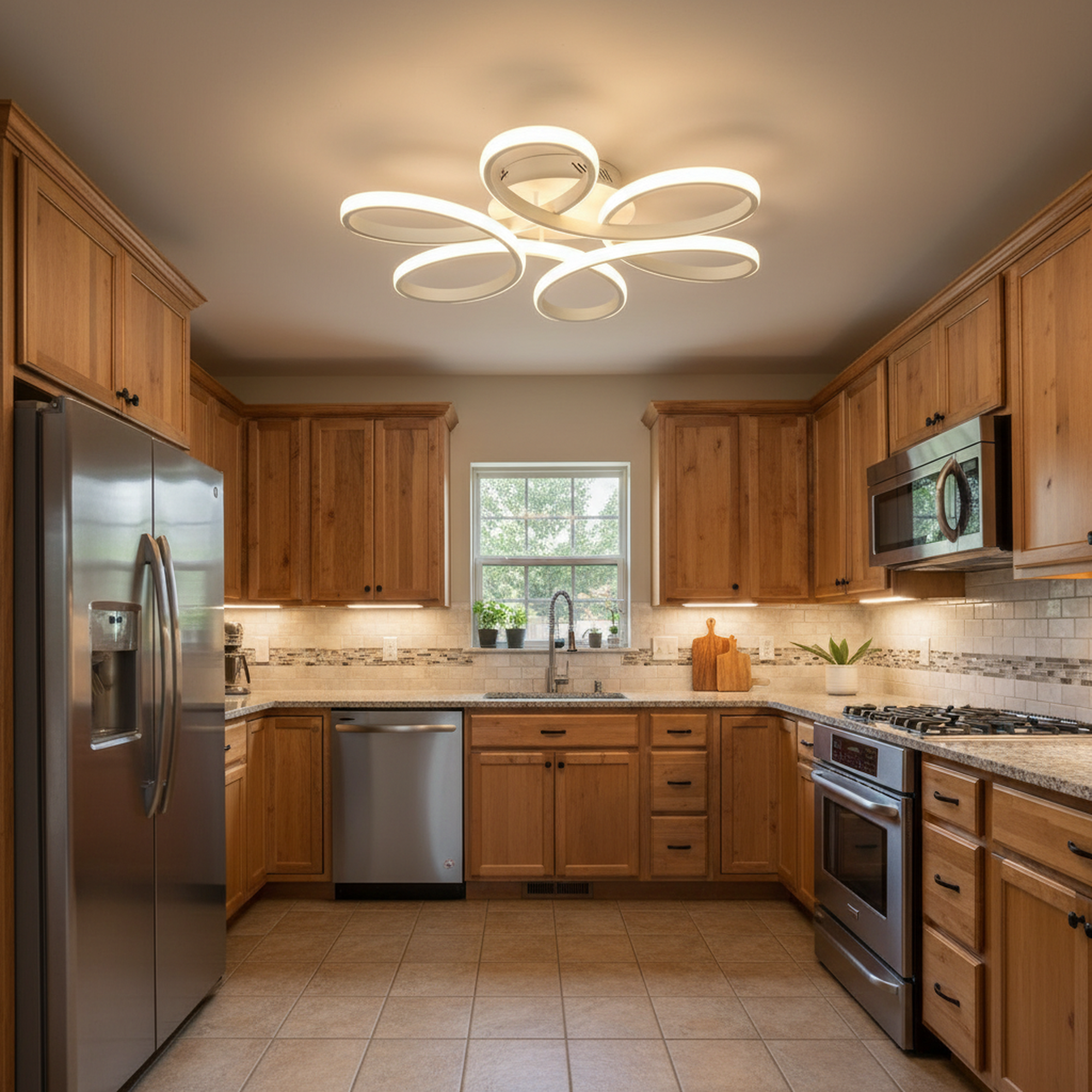 23 in. Flower Modern LED 3000K Triac Dimmable Flush Mount Ceiling Light