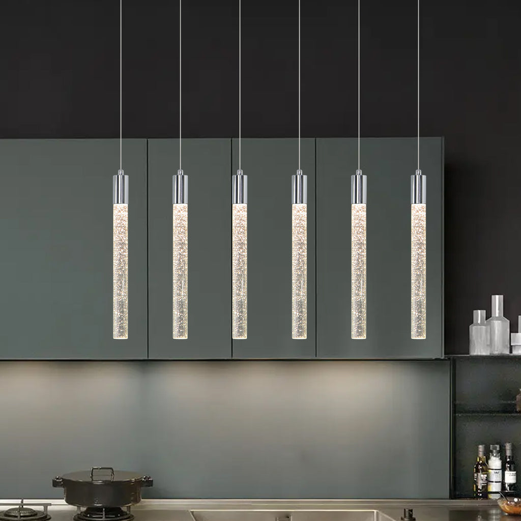Cylinder Crystal Dimmable Integrated LED Chandelier for Stairs Dining Room Hallway