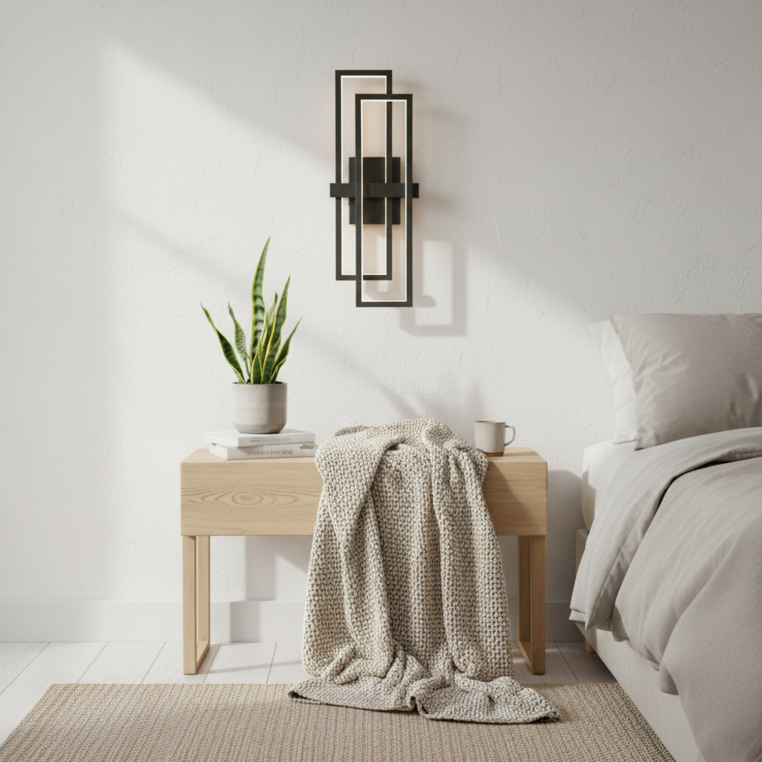 21"H Modern LED Dimmable Black Wall Sconce with Warm Light