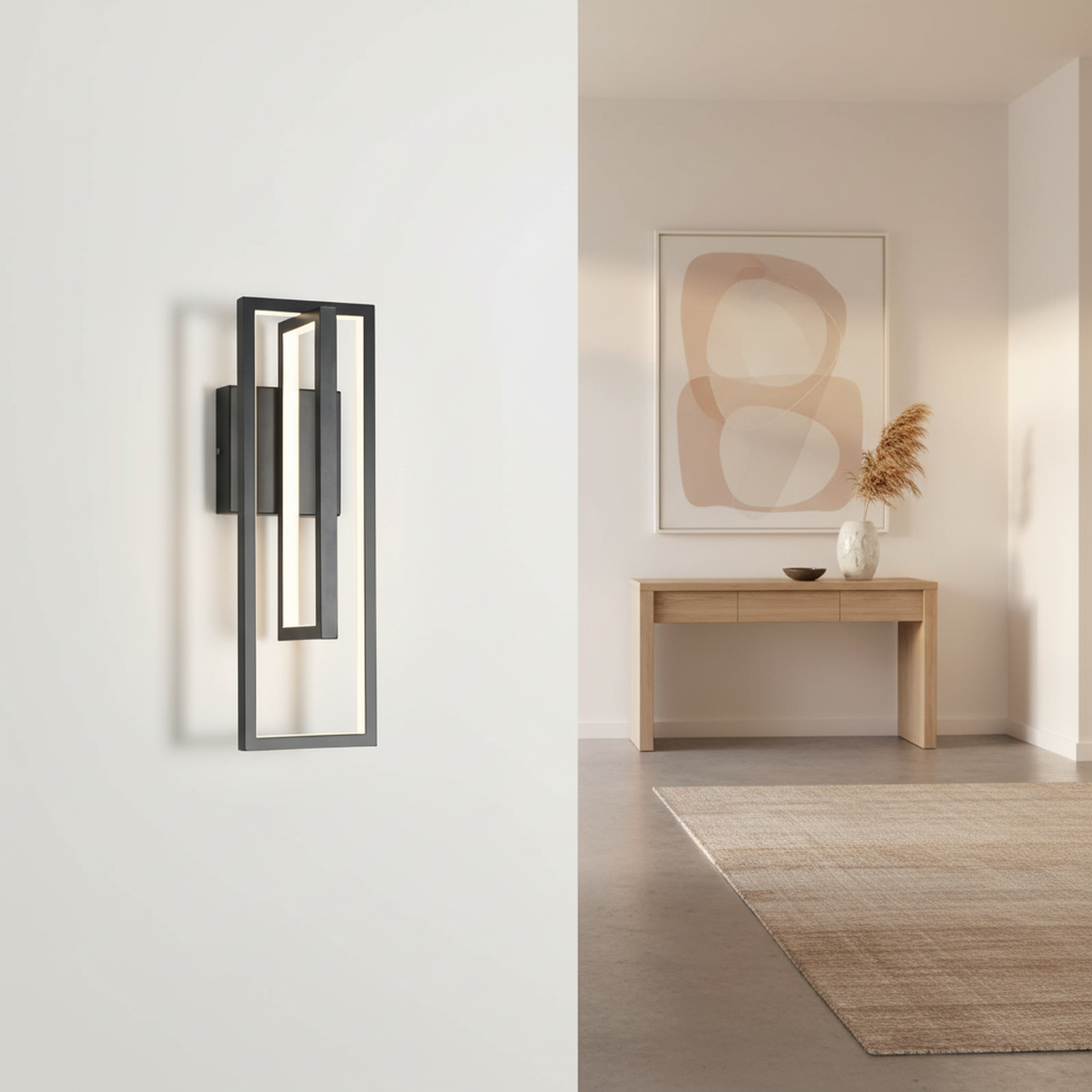 19"H Modern Dimmable LED Rectangle Black/Gold Wall Sconce