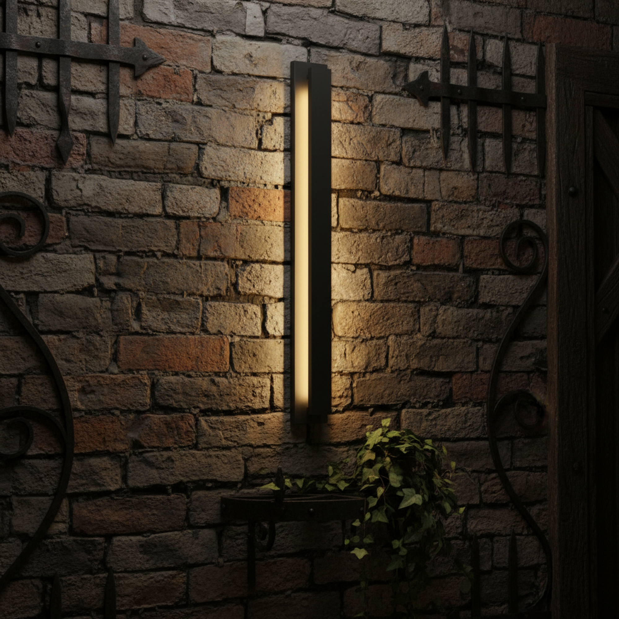 Black Rectangular Outdoor Waterproof Integrated LED Wall Sconce 3000K Warm Light