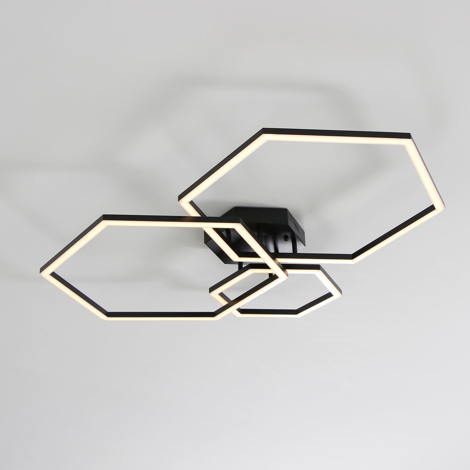 40" 3 Lights Geometric Black LED Dimmable Flush Mount with Remote Control