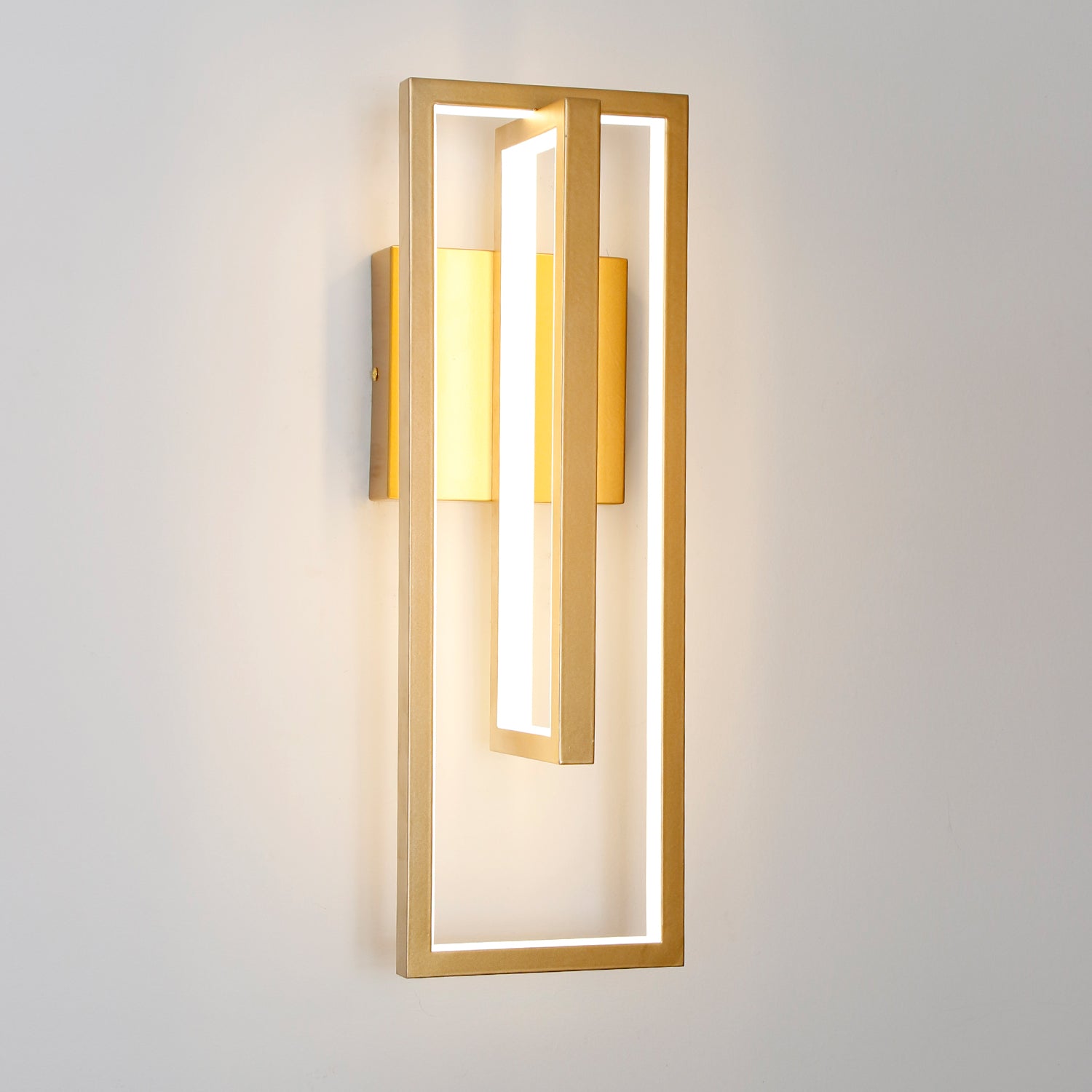 19"H Modern Dimmable LED Rectangle Black/Gold Wall Sconce