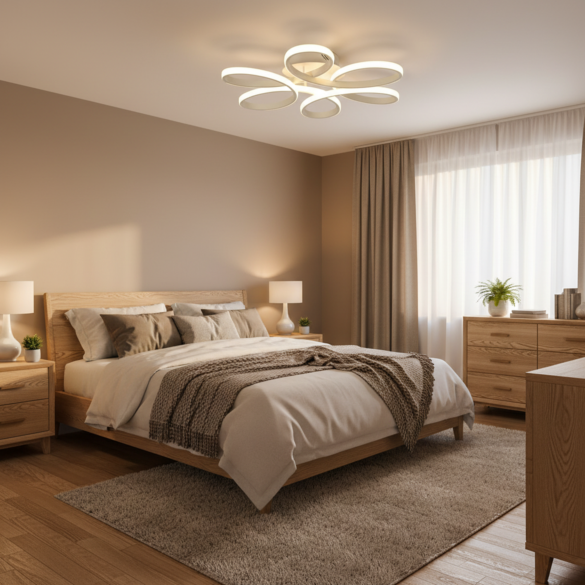 23 in. Flower Modern LED 3000K Triac Dimmable Flush Mount Ceiling Light