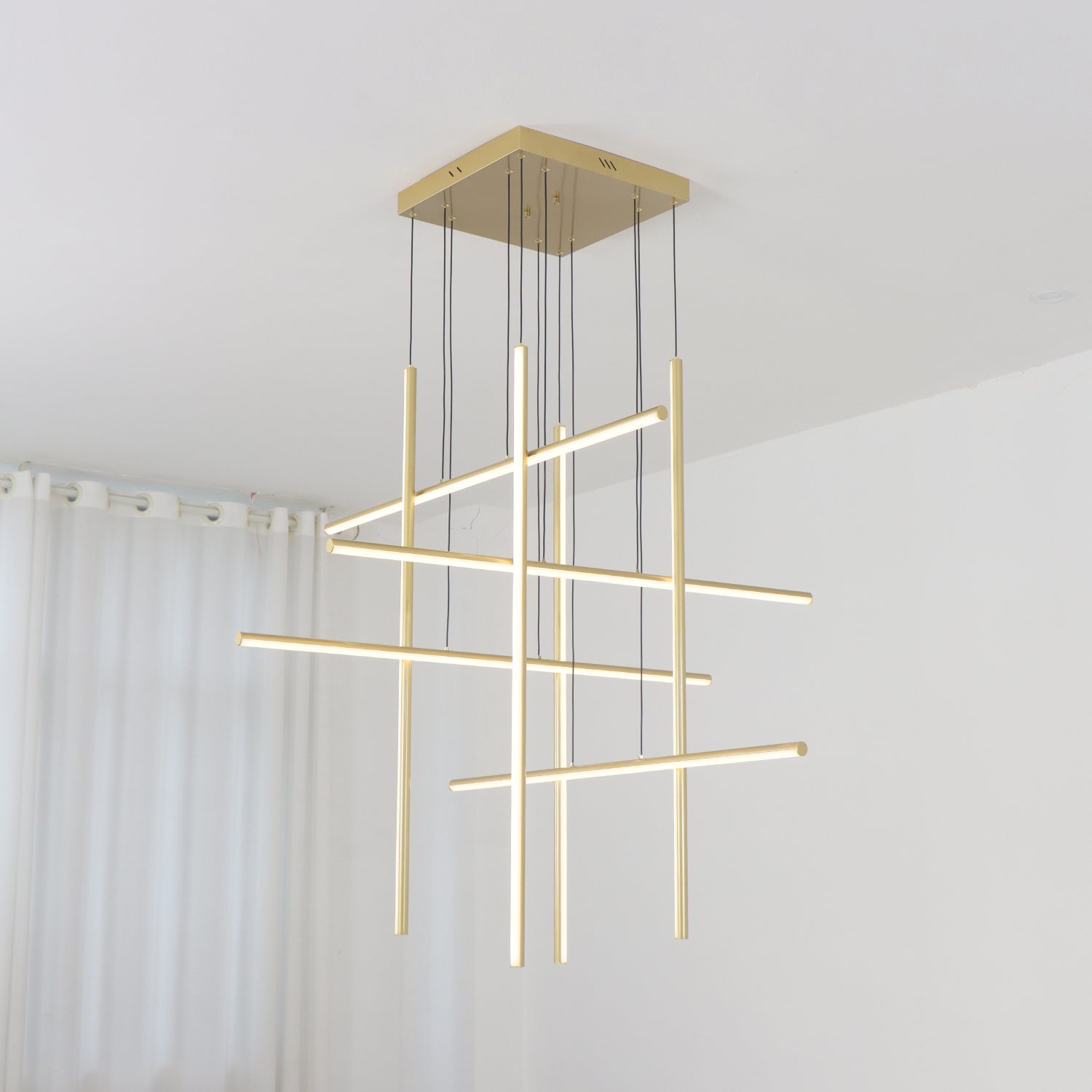 Modern Integrated LED Dimmable Linear Long Chandelier