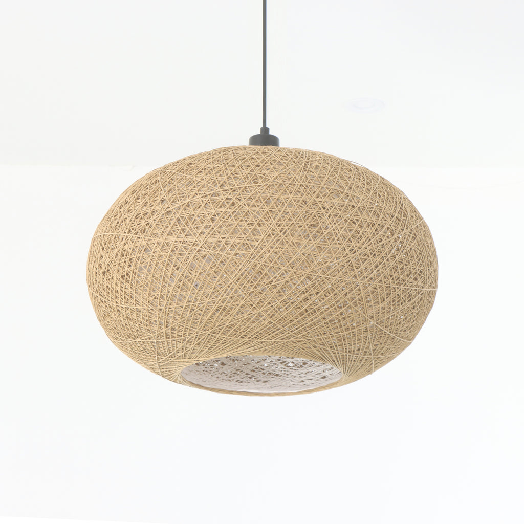15.7"/19.7" 1 Light Boho Woven Rattan Pendant Light for Dinging Room Entrance Bedroom