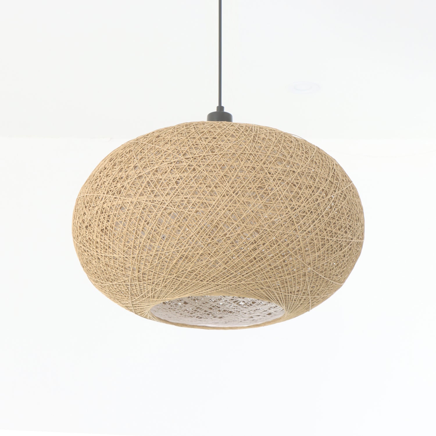 15.7"/19.7" 1 Light Boho Woven Rattan Pendant Light for Dinging Room Entrance Bedroom
