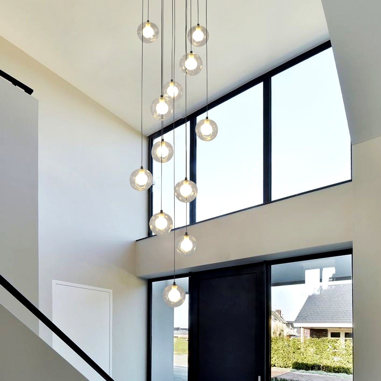 12 Lights Glass Ball Shade Chandelier with G4 Bulb Base