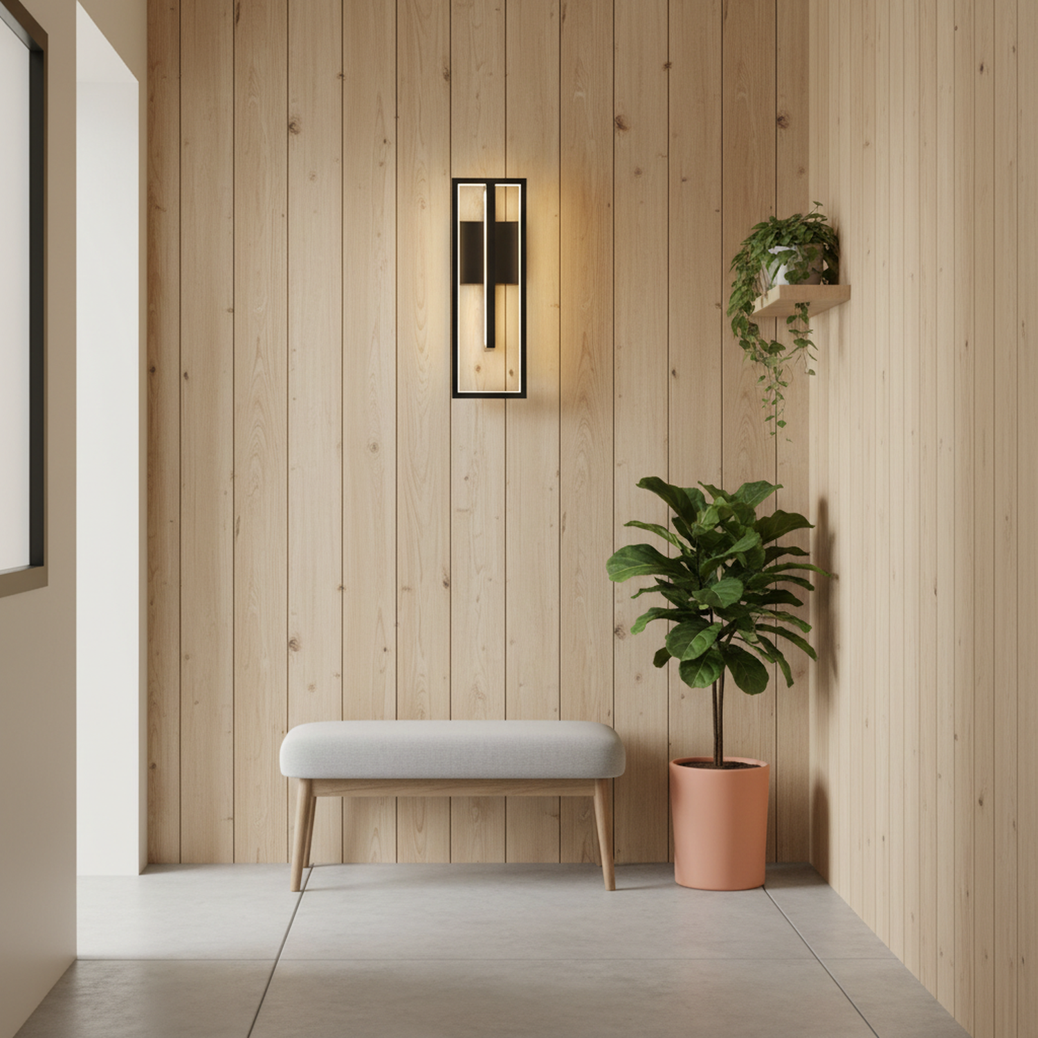 19"H Modern Dimmable LED Rectangle Black/Gold Wall Sconce