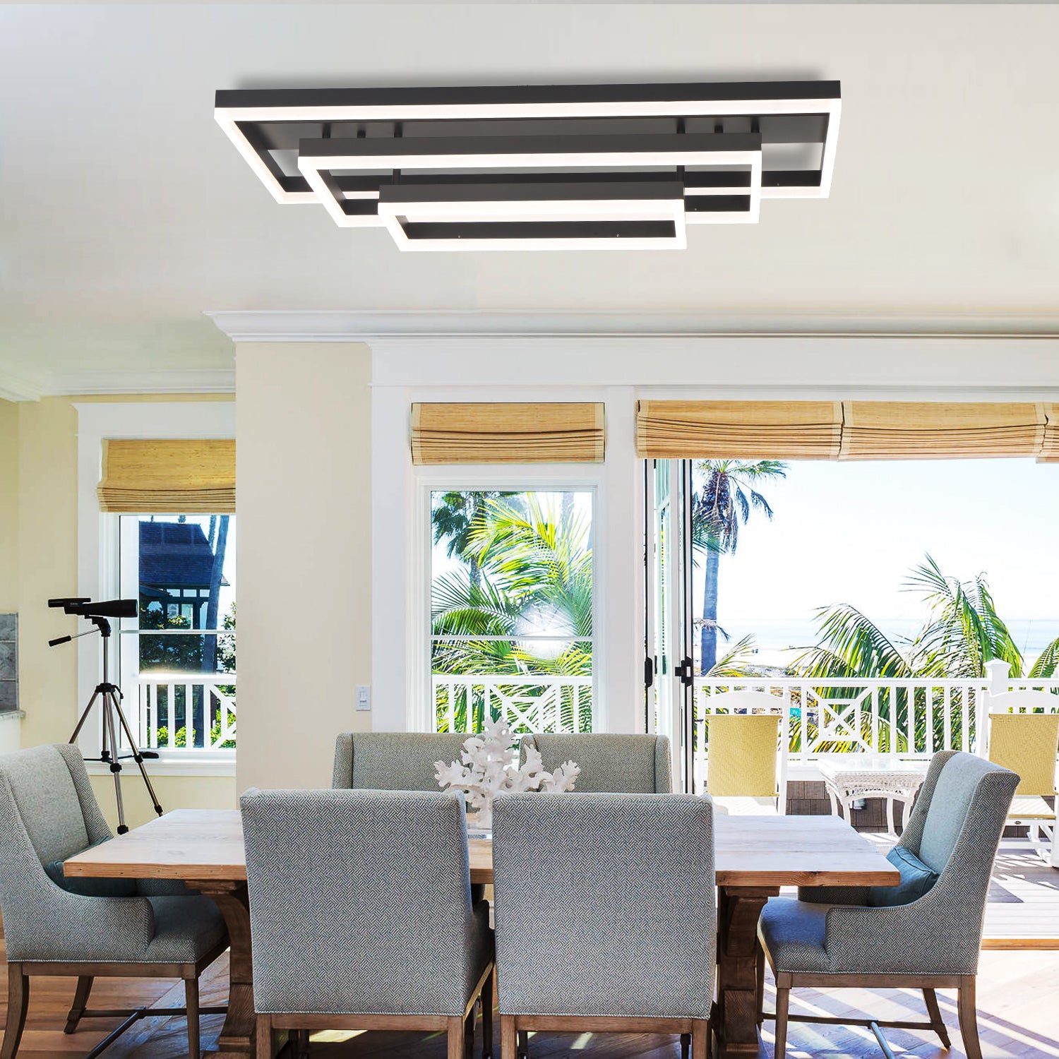 Rectangular BlacK Integrated LED Dimmable Flush Mount Ceiling Light