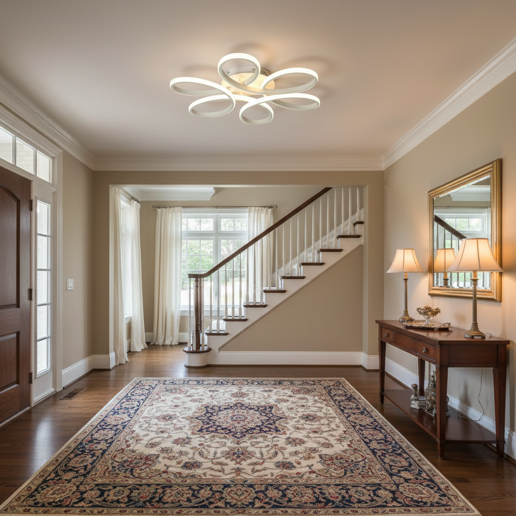 23 in. Flower Modern LED 3000K Triac Dimmable Flush Mount Ceiling Light