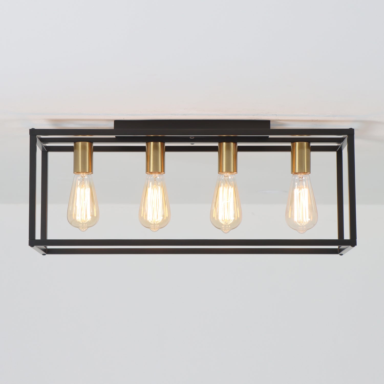 4/6 Lights Vintage Farmhouse Cage Metal Flush Mount Ceiling Light for Living Room Kitchen Island