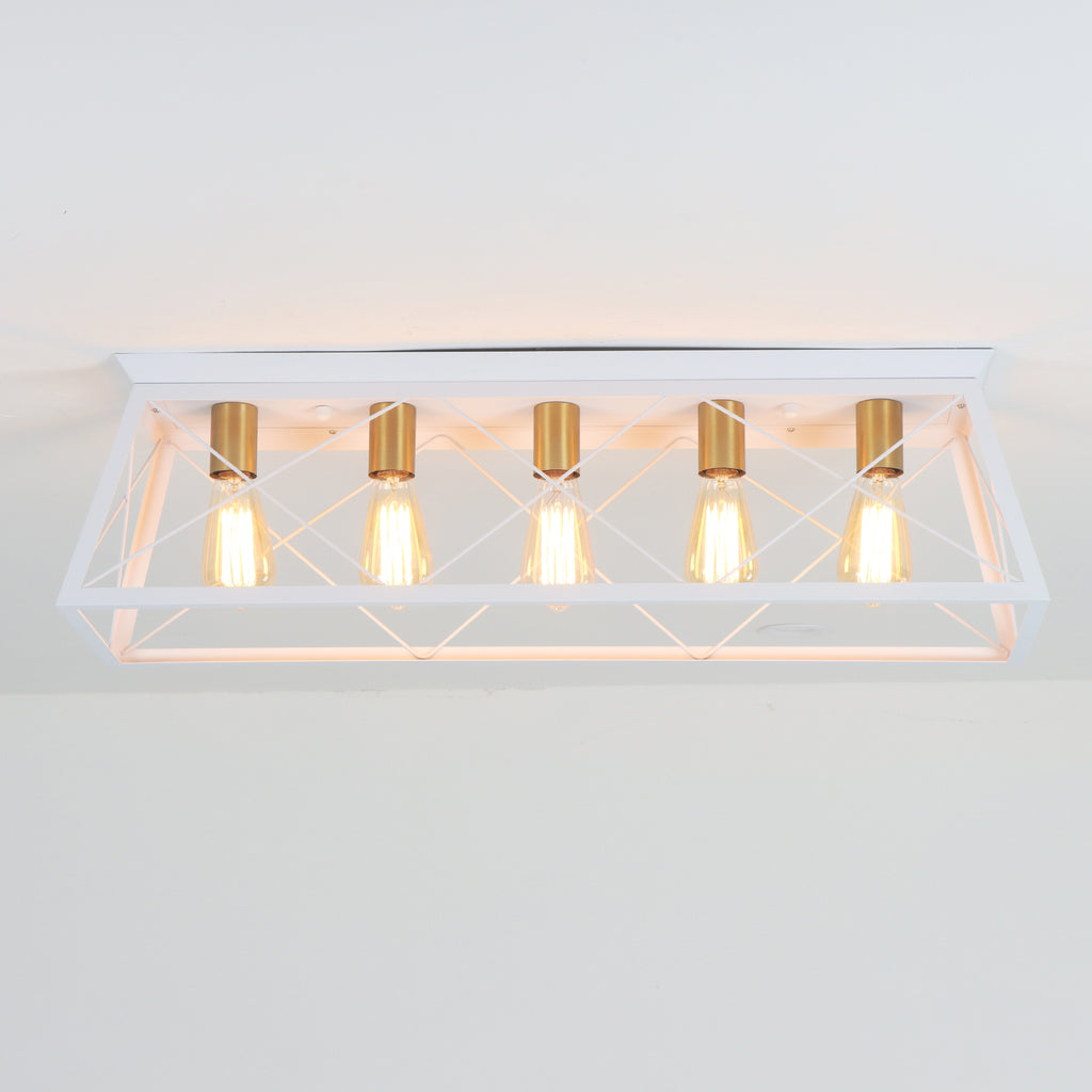 31.5 Inch 5 Lights Vintage Farmhouse Flush Mount Ceiling Fixture for Living Room Dining Room