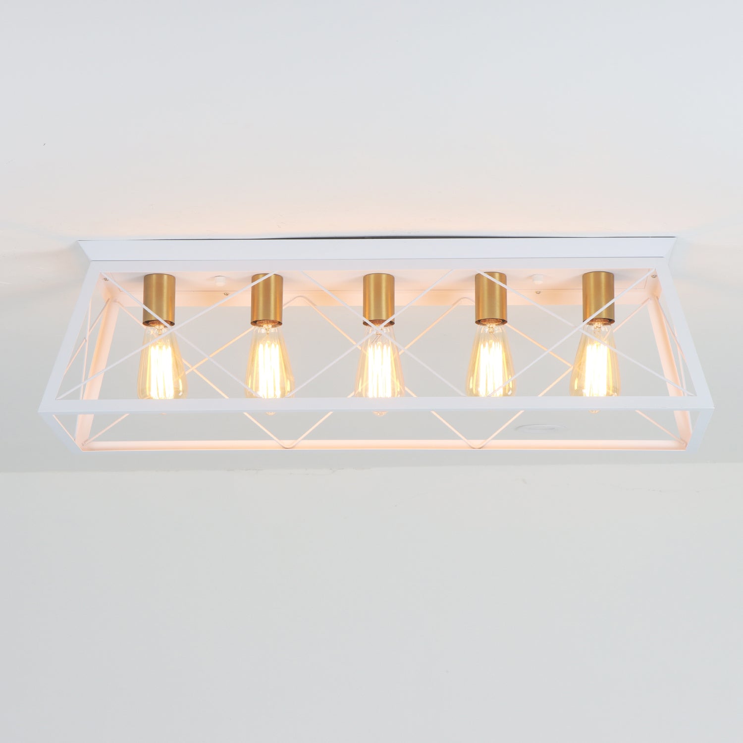 31.5 Inch 5 Lights Vintage Farmhouse Flush Mount Ceiling Fixture for Living Room Dining Room