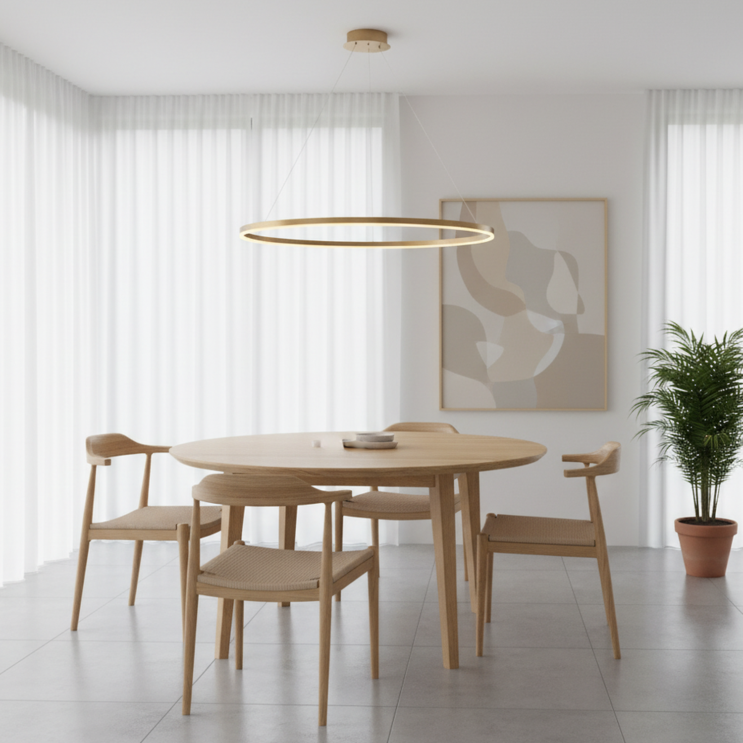 1 Ring LED Dimmable Acrylic Shade Pendant Light with Remote Control,H1.4"