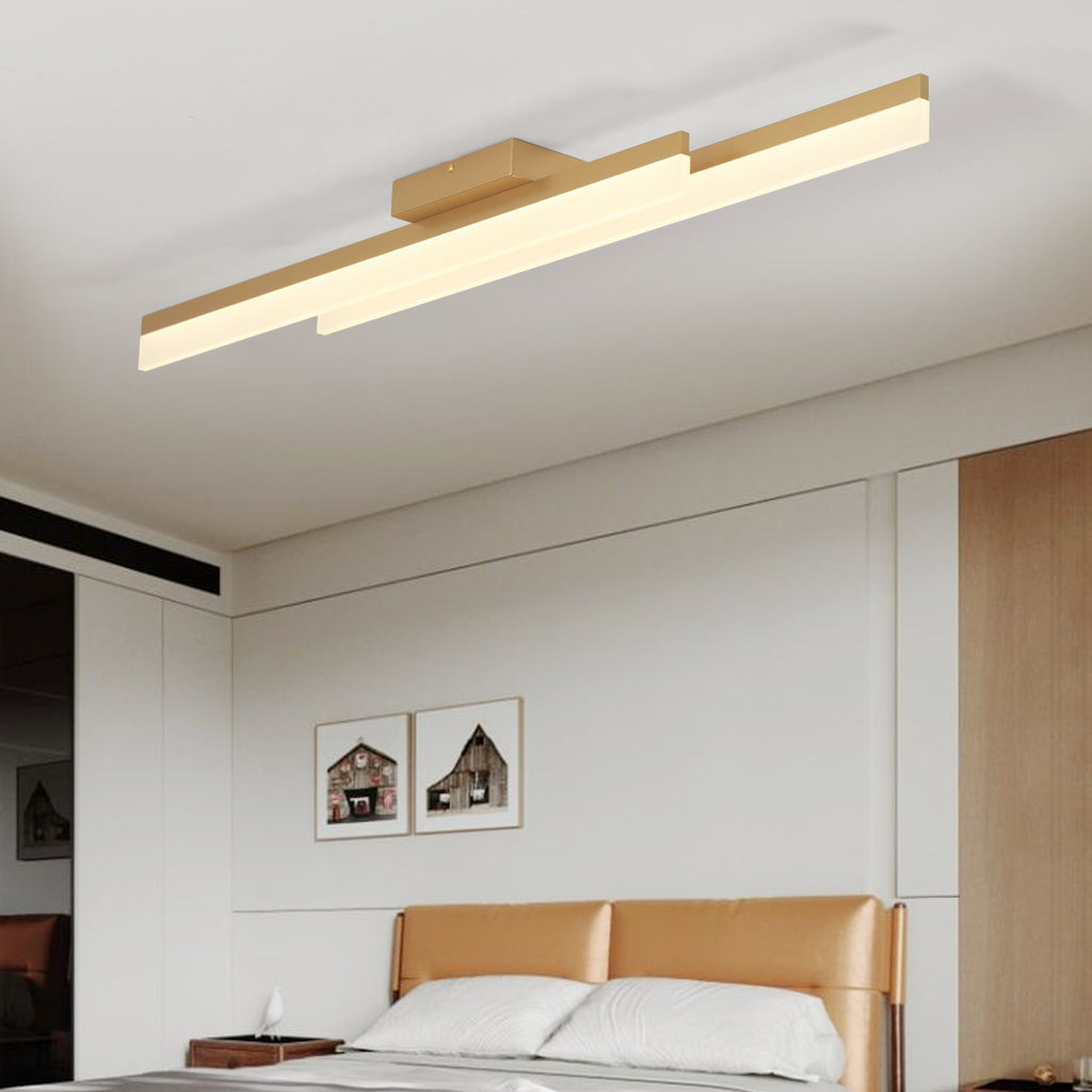 2-Lights Linear Modern LED Triac Dimmable Flush Mount with Acrylic Shade