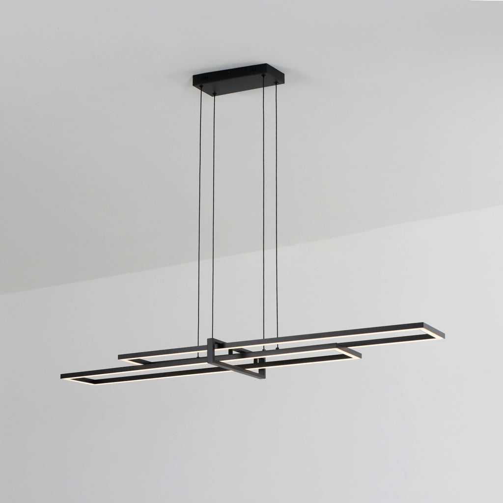 48" Black Rectangle Modern LED Dimmable Chandelier,3000K Warm Light