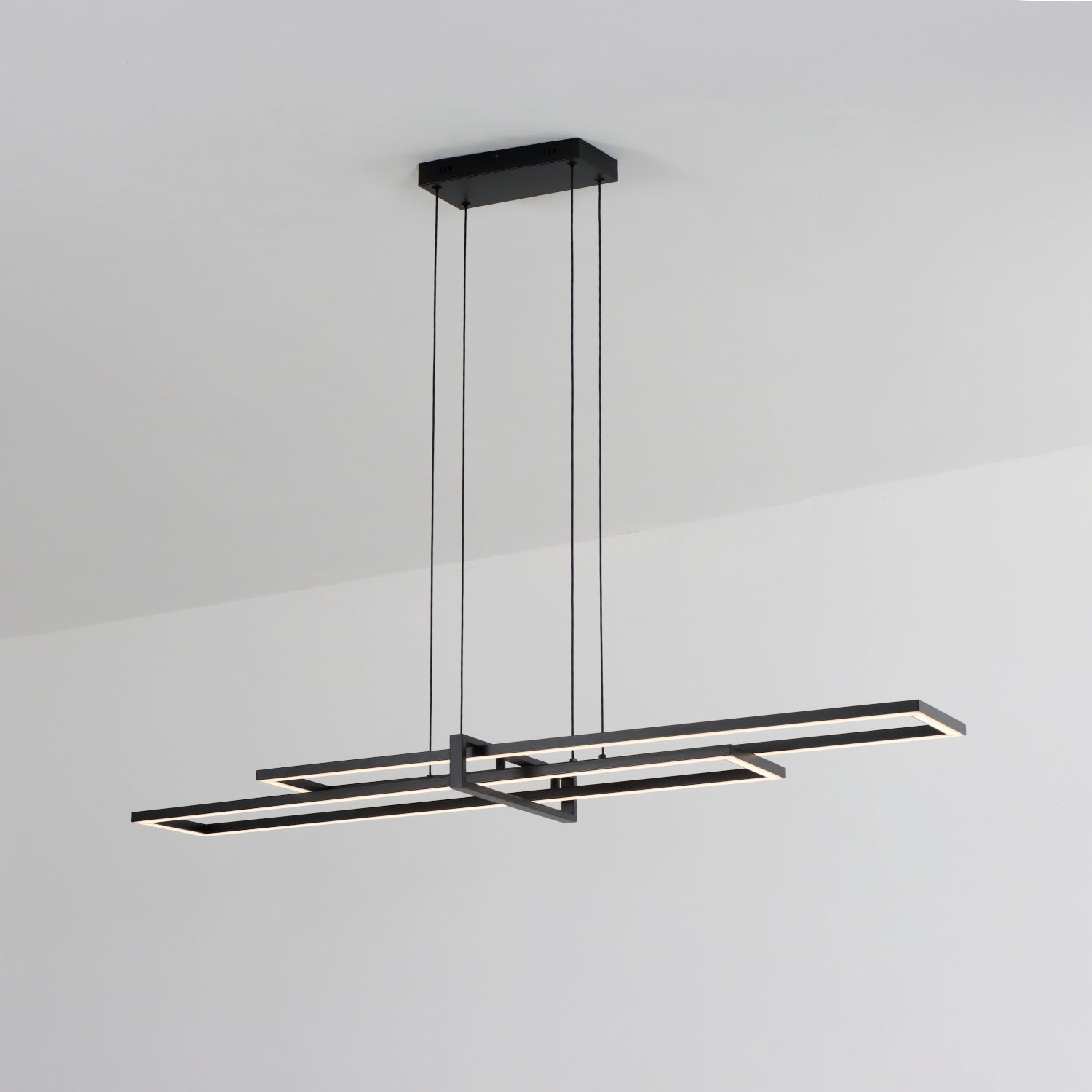 48" Black Rectangle Modern LED Dimmable Chandelier,3000K Warm Light