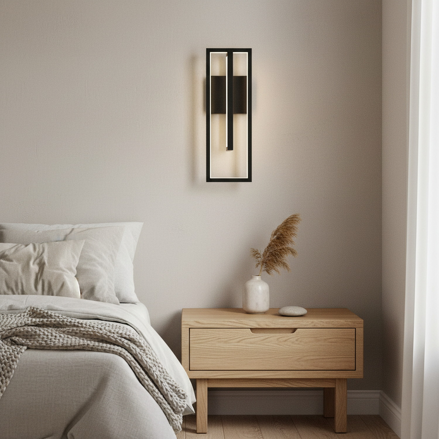 19"H Modern Dimmable LED Rectangle Black/Gold Wall Sconce