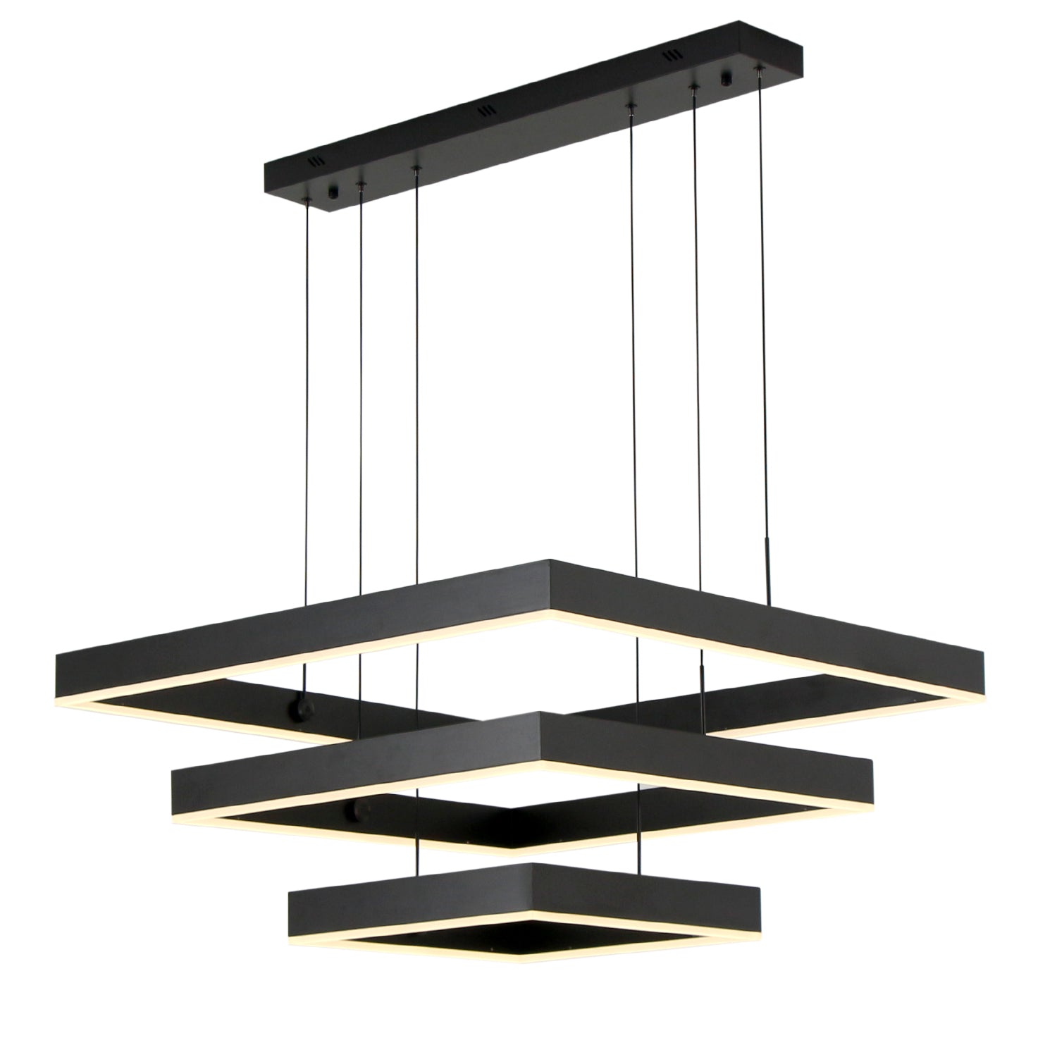 3-Lights 31.4 in. Square Dimmable Integrated LED Chandelier