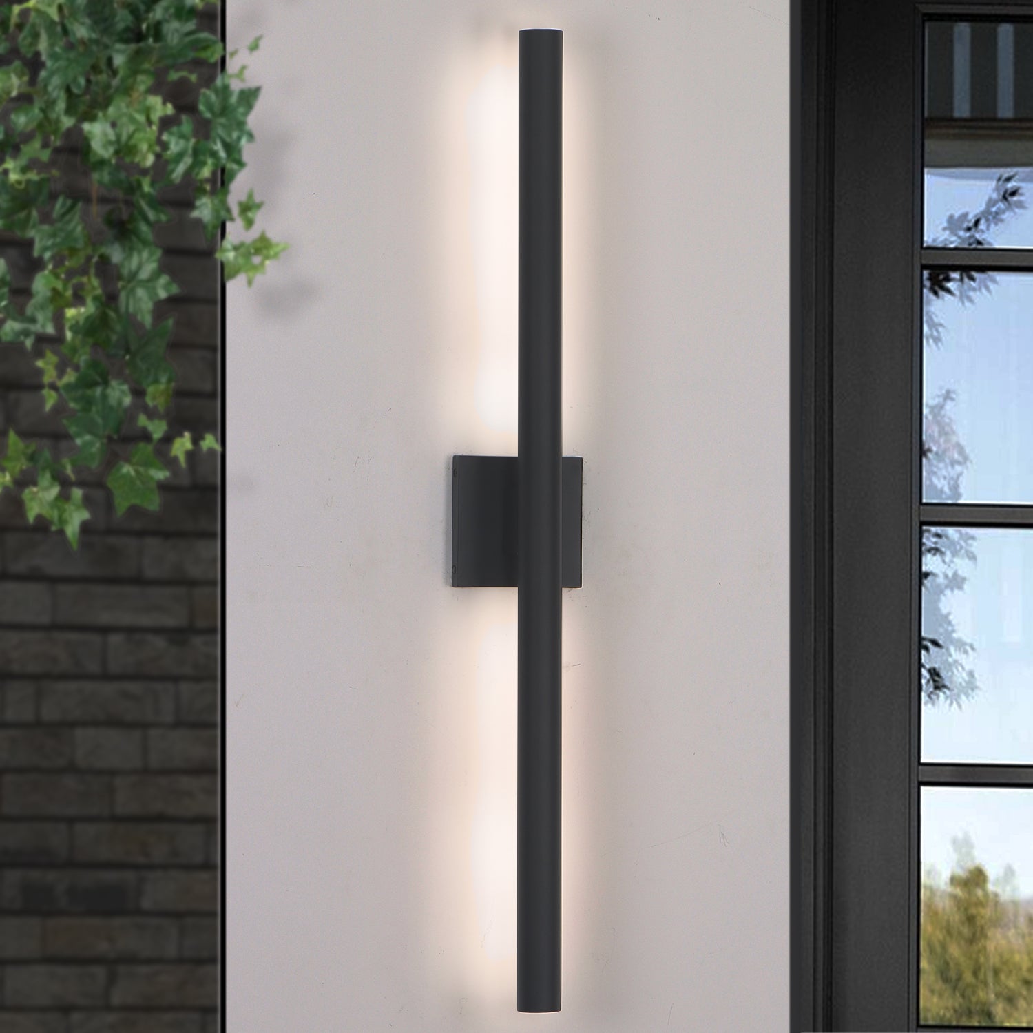 Cylinder Outdoor Minimalist Linear Black LED Wall Sconce
