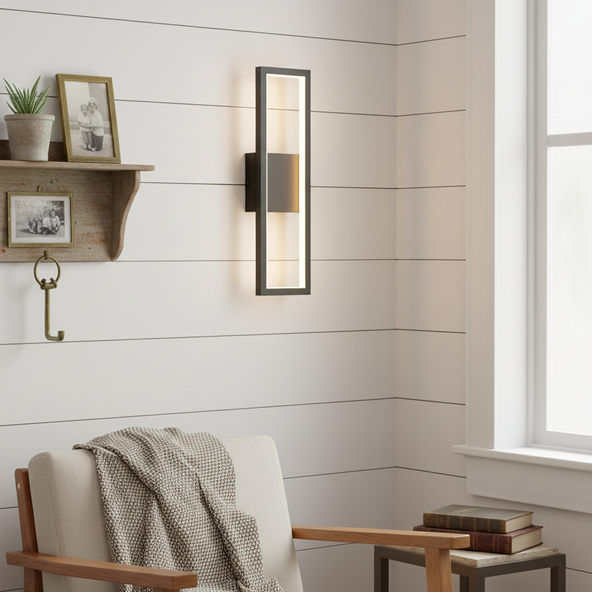 H18" Single Modern LED Triac Dimmable Black/Gold Wall Sconce