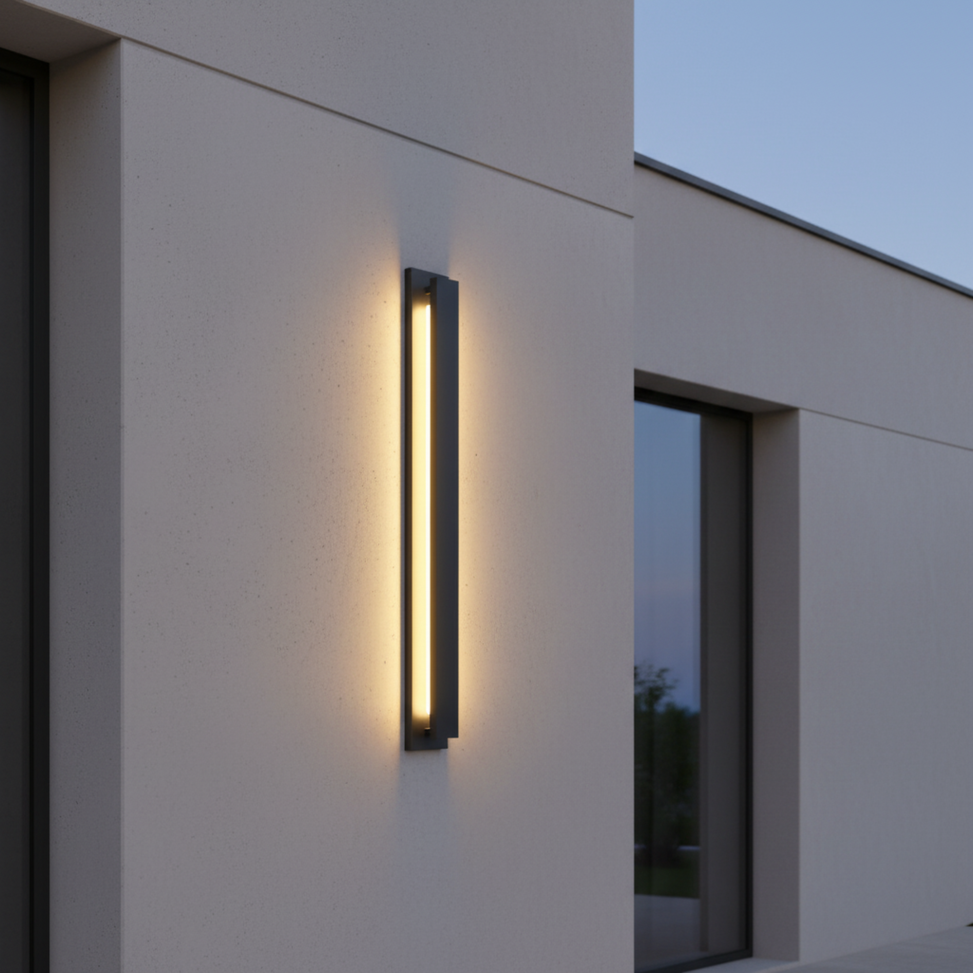 Black Rectangular Outdoor Waterproof Integrated LED Wall Sconce 3000K Warm Light
