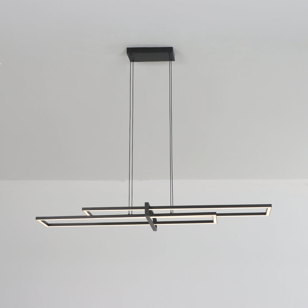 48" Black Rectangle Modern LED Dimmable Chandelier,3000K Warm Light
