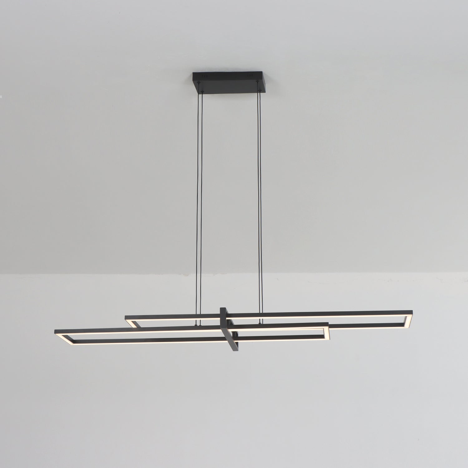 48" Black Rectangle Modern LED Dimmable Chandelier,3000K Warm Light