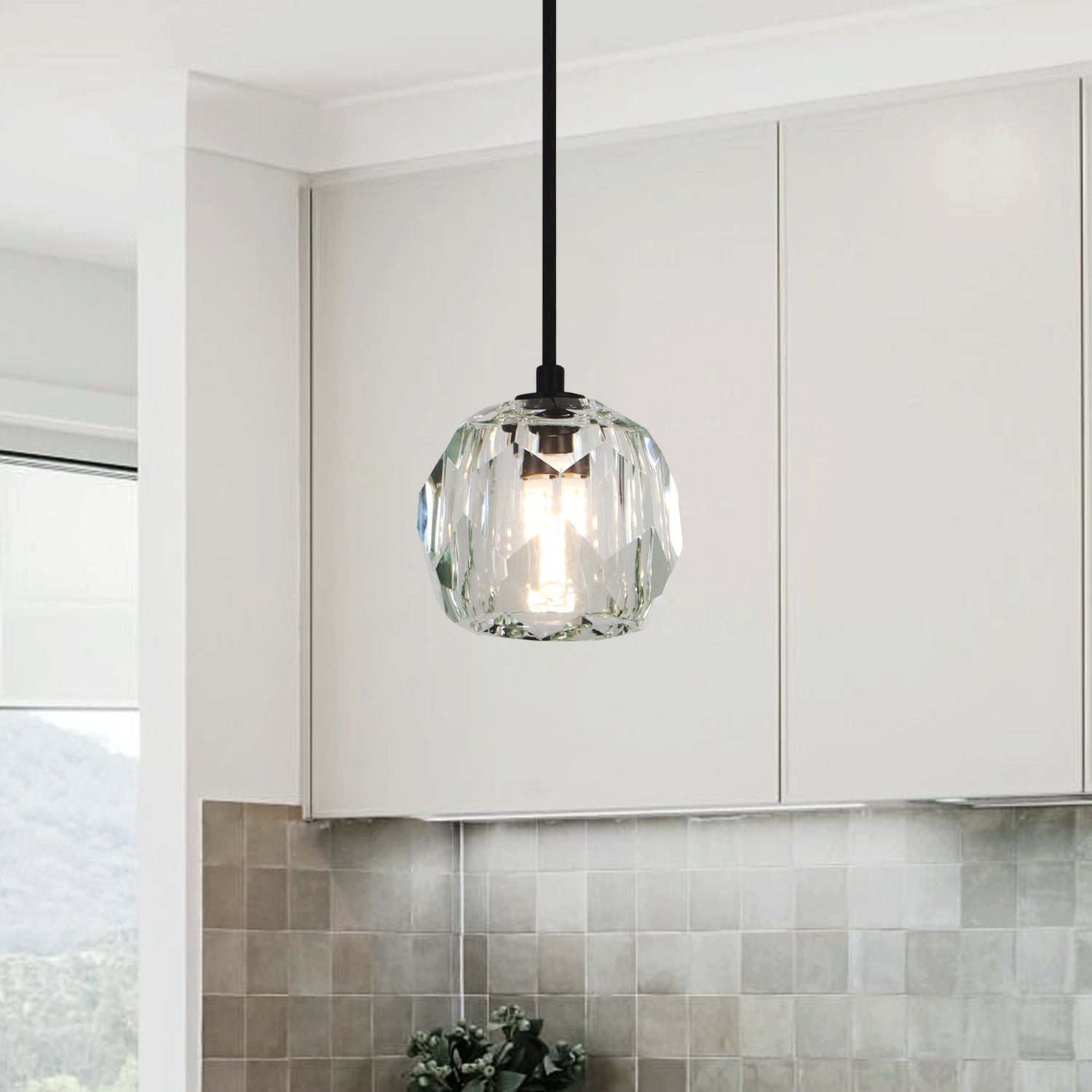 1-Light 4.7" Mini-Pendant Light with Crystal Ball Shade,G9 Bulb