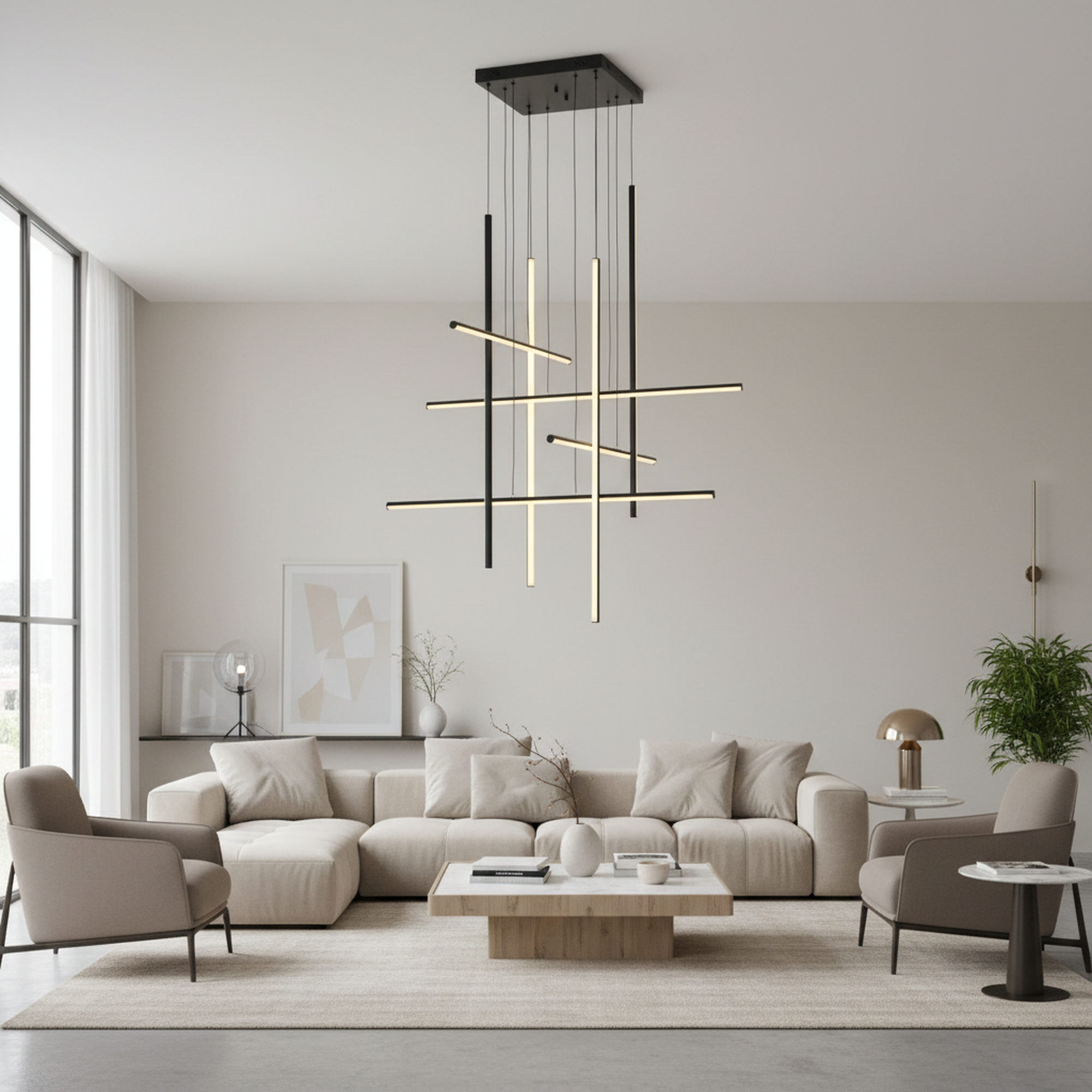 Modern Integrated LED Dimmable Linear Long Chandelier