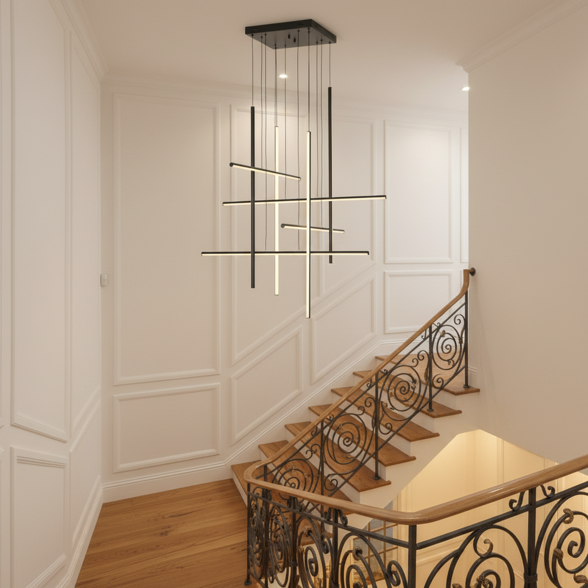Modern Integrated LED Dimmable Linear Long Chandelier