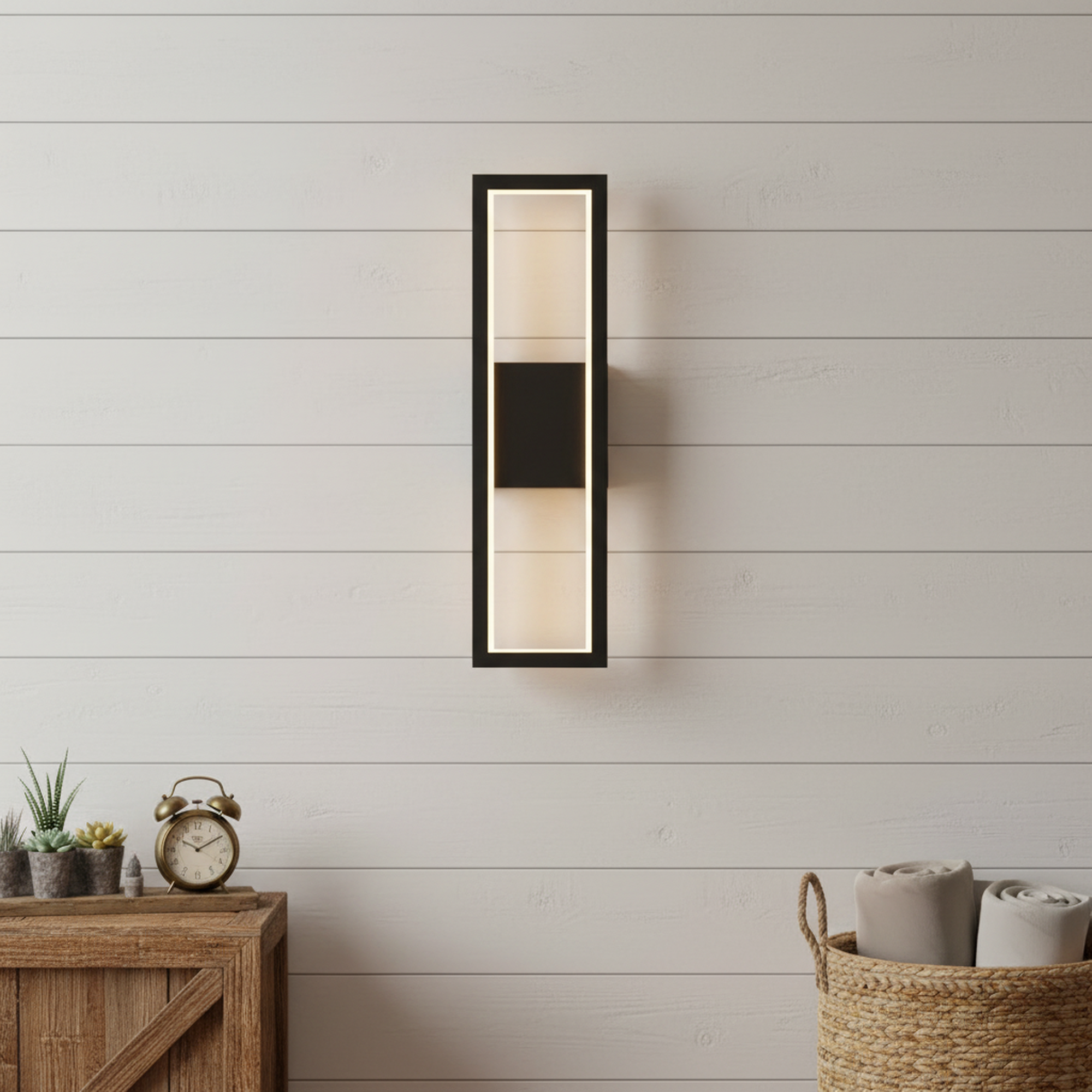 H18" Single Modern LED Triac Dimmable Black/Gold Wall Sconce